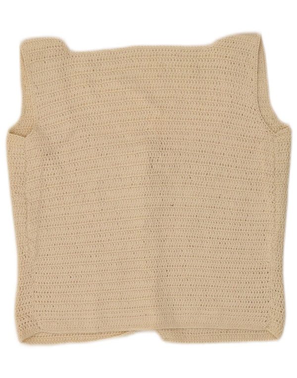 Vintage Damen Crop Top UK 10 Small Off White