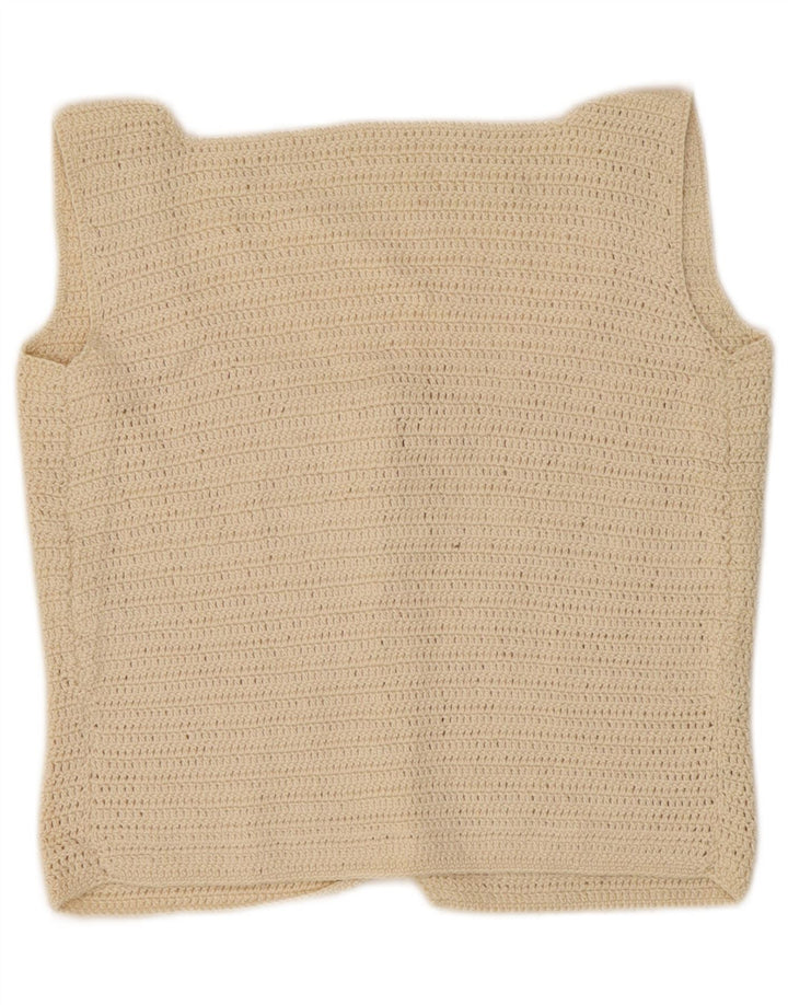 Vintage Damen Crop Top UK 10 Small Off White