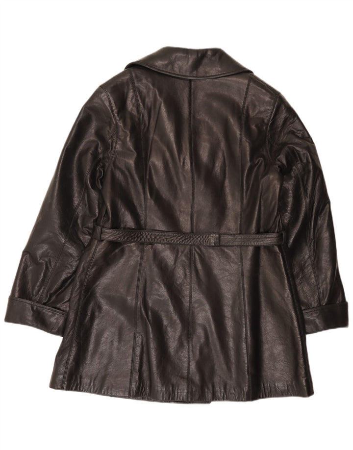 Zweireihiger Damen-Ledermantel „Brooklyn“ IT 42 Mittelschwarzes Leder