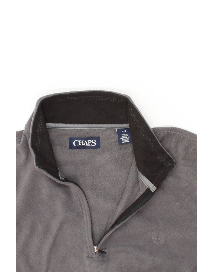 CHAPS Mens Zip Neck Fleece Jumper Large Grey Polyester Vintage Chaps and Second-Hand Chaps from Messina Hembry 