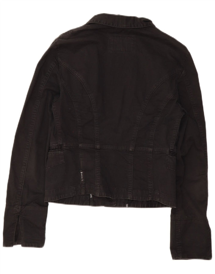 Armani Jeans Damen Crop 3 Button Blazer Jacke IT 44 Mittelschwarze Baumwolle