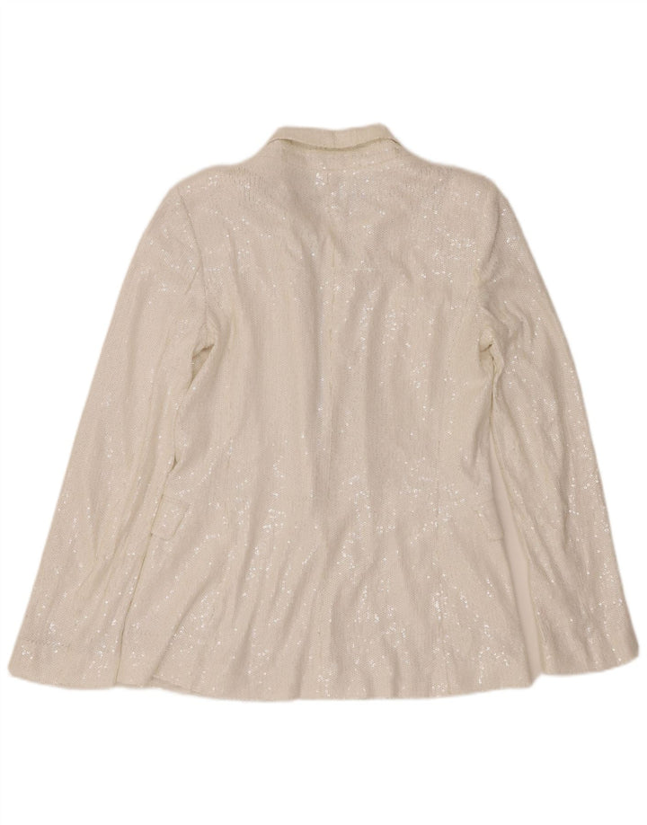 Zara Damen-Blazer mit 1 Knopf und Pailletten, Gr. 10, Weiß