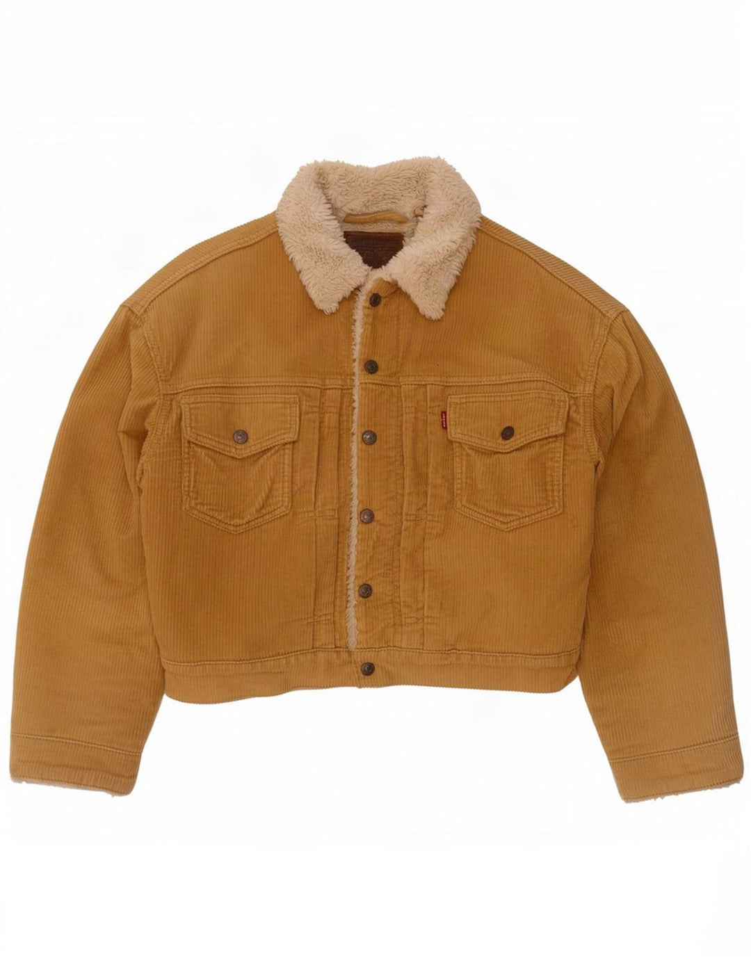 Levi's Damen Übergroße Crop Sherpa Cordjacke UK 10 Small Beige