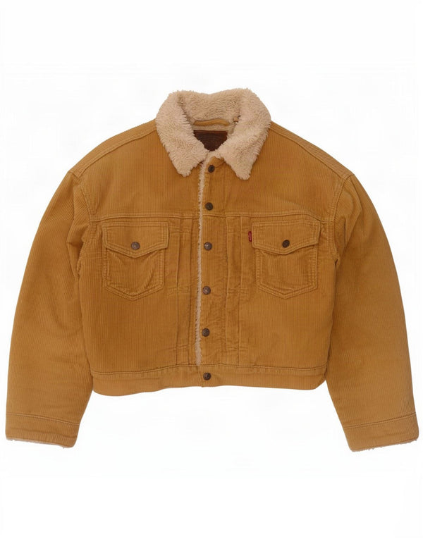 Levi's Damen Übergroße Crop Sherpa Cordjacke UK 10 Small Beige