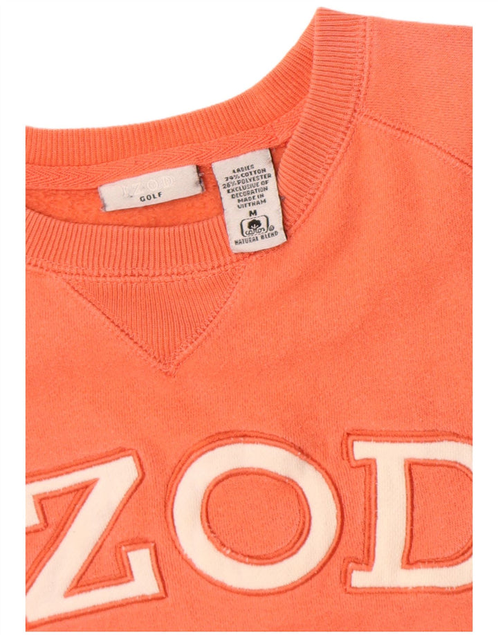 Izod Womens Graphic Sweatshirt Pullover UK 14 Mittelorange Baumwolle