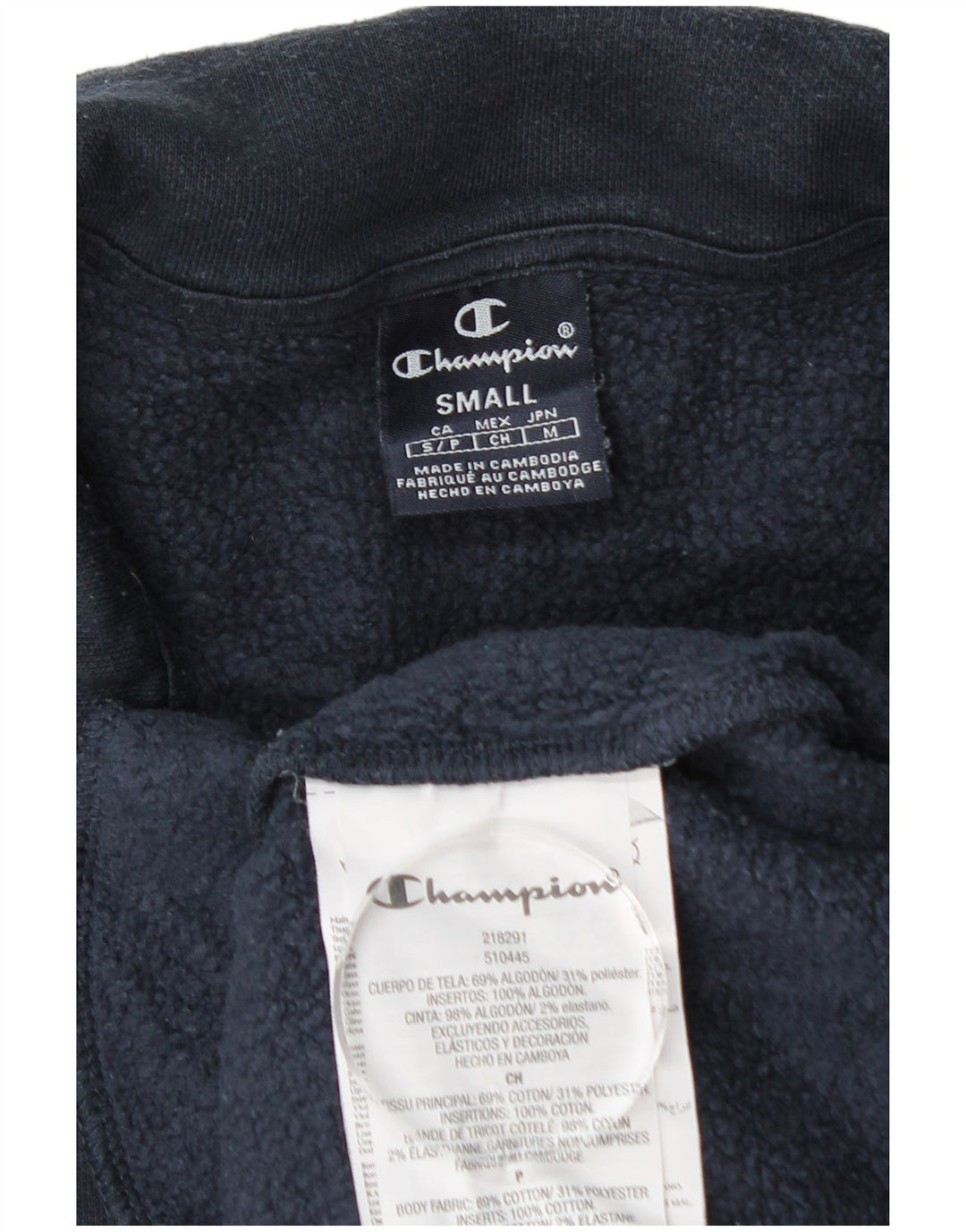 Champion Herren-Sweatshirt mit Reißverschluss am Hals, Größe S, marineblaue Baumwolle