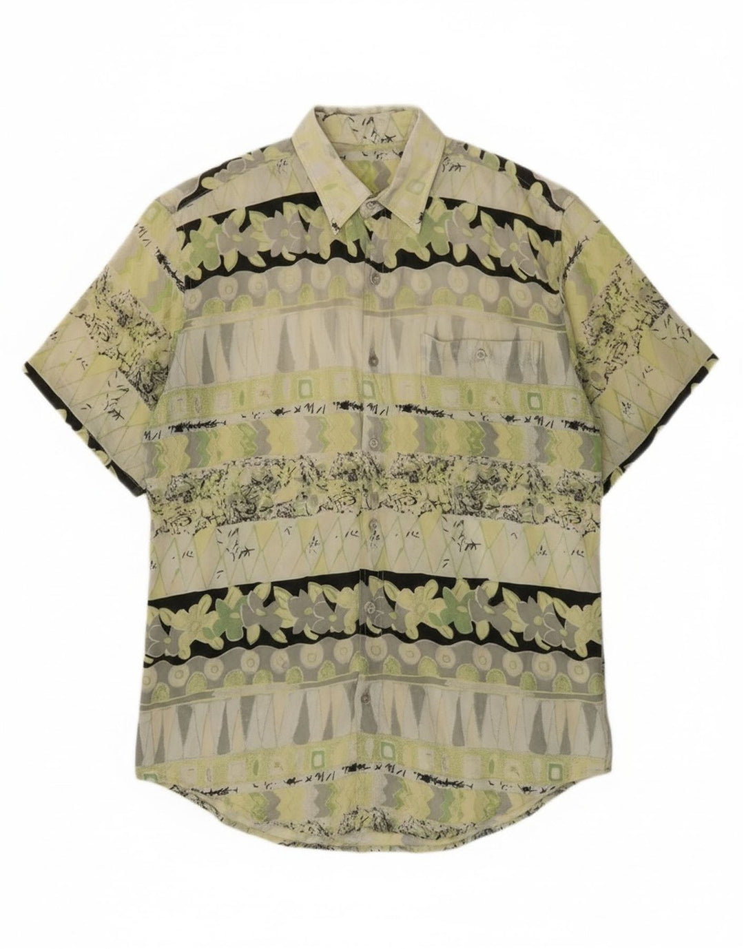 Vintage Herren Kurzarmshirt Mittelgrün Geometrisch