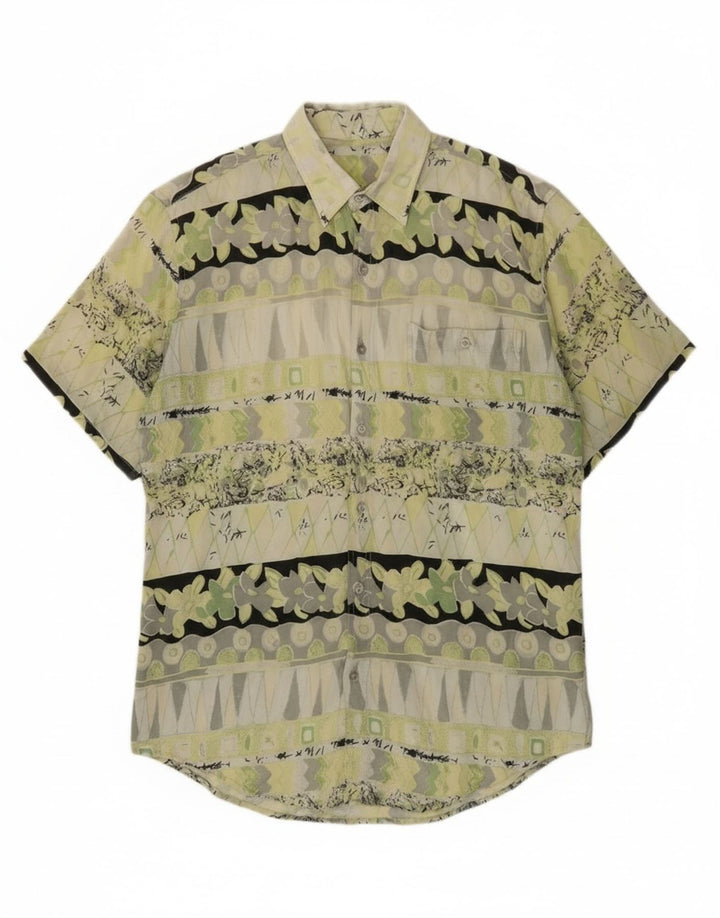 Vintage Herren Kurzarmshirt Mittelgrün Geometrisch