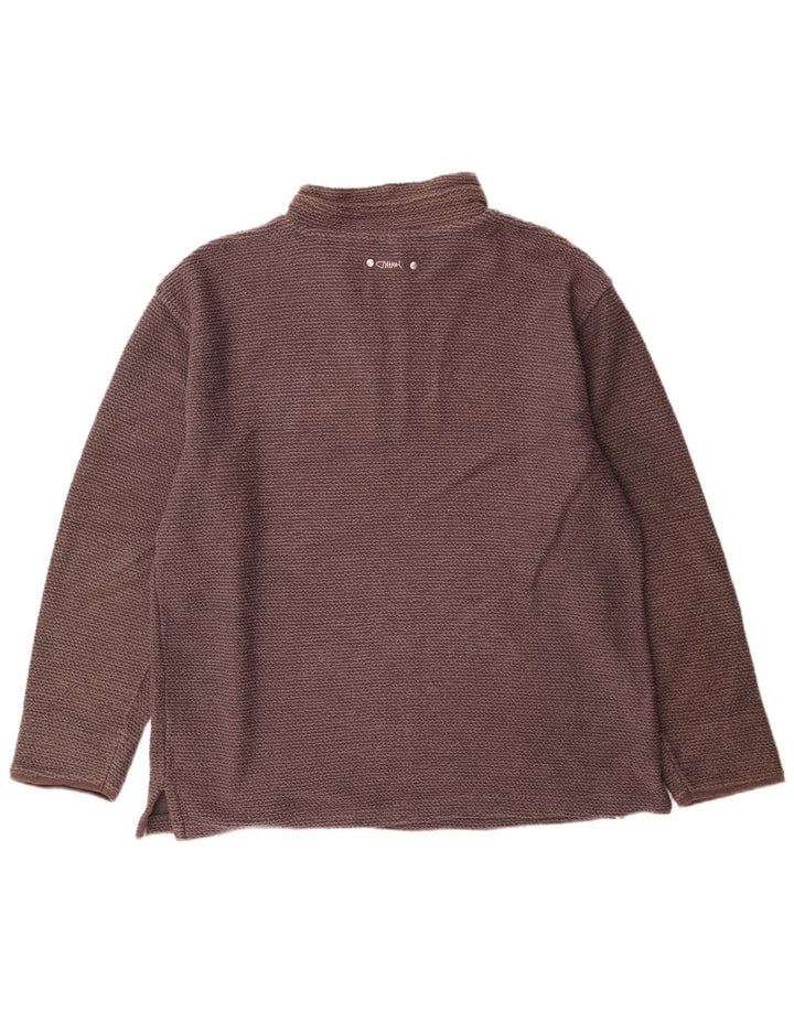 WEIRD FISH Herren-Sweatshirt mit Reißverschluss am Hals, große braune Baumwolle