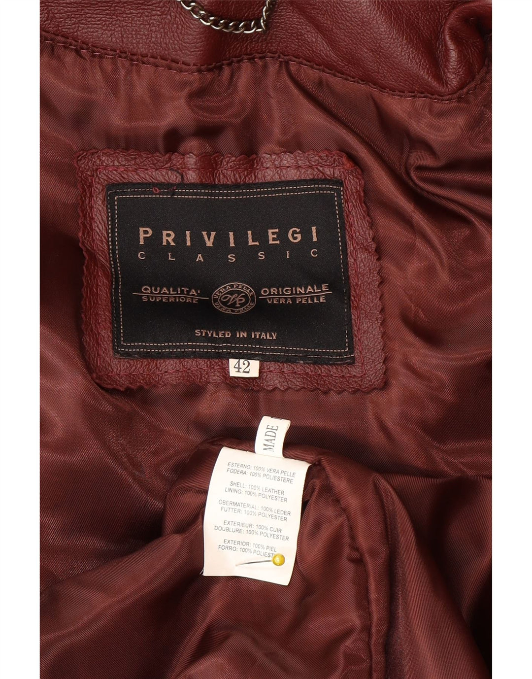 Privilegi Damen-Übergroßer Mantel mit Kapuze IT 42 Medium Burgund