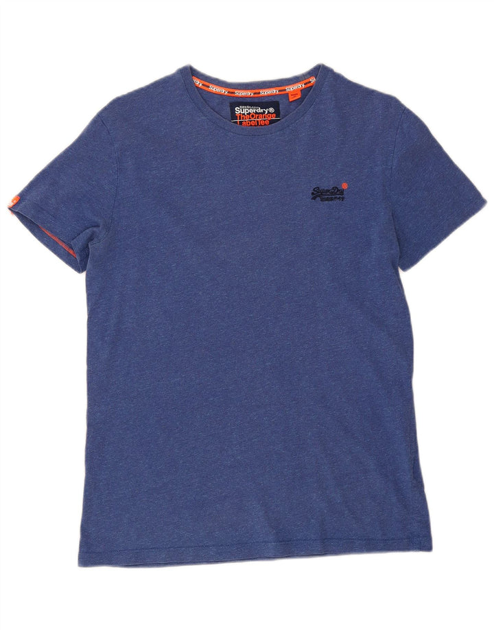 Superdry Herren-T-Shirt-Oberteil, klein, blau gefleckte Baumwolle