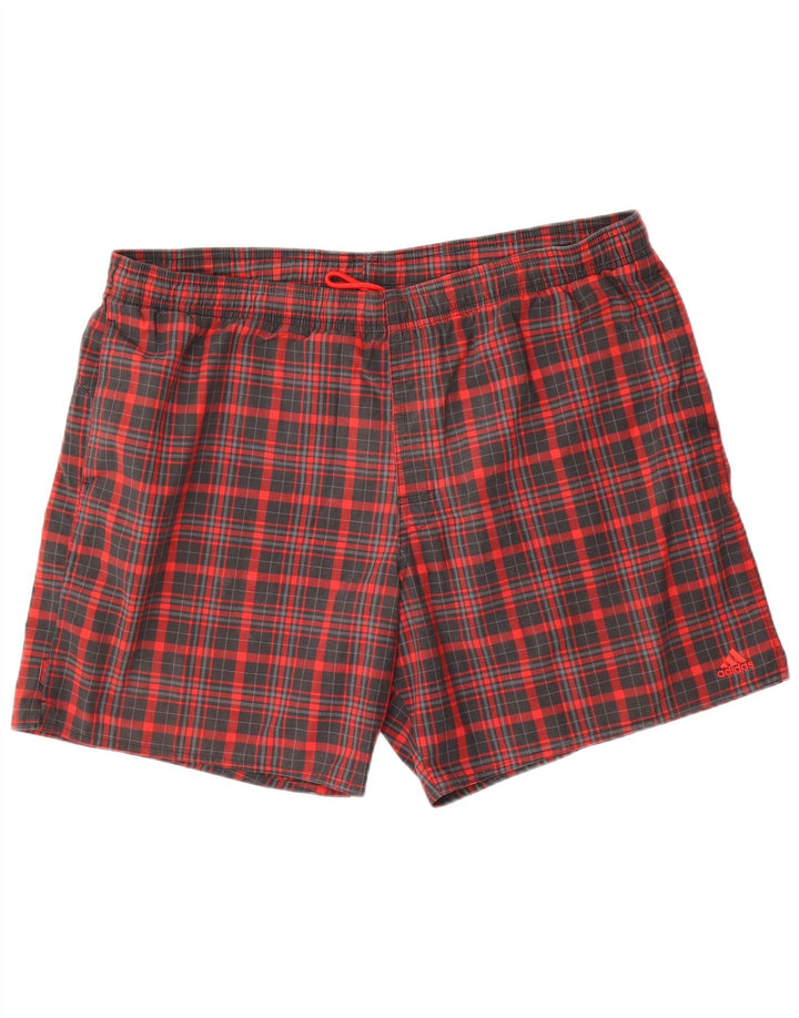 Adidas Herren Badeshorts XL Rot kariert Polyester