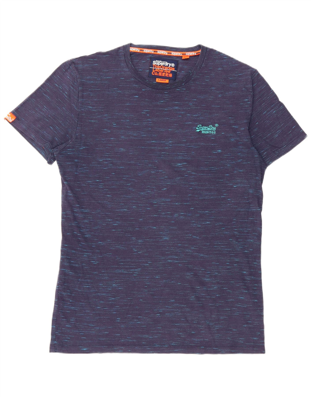 Superdry Herren-T-Shirt-Oberteil, groß, marineblau gesprenkelte Baumwolle