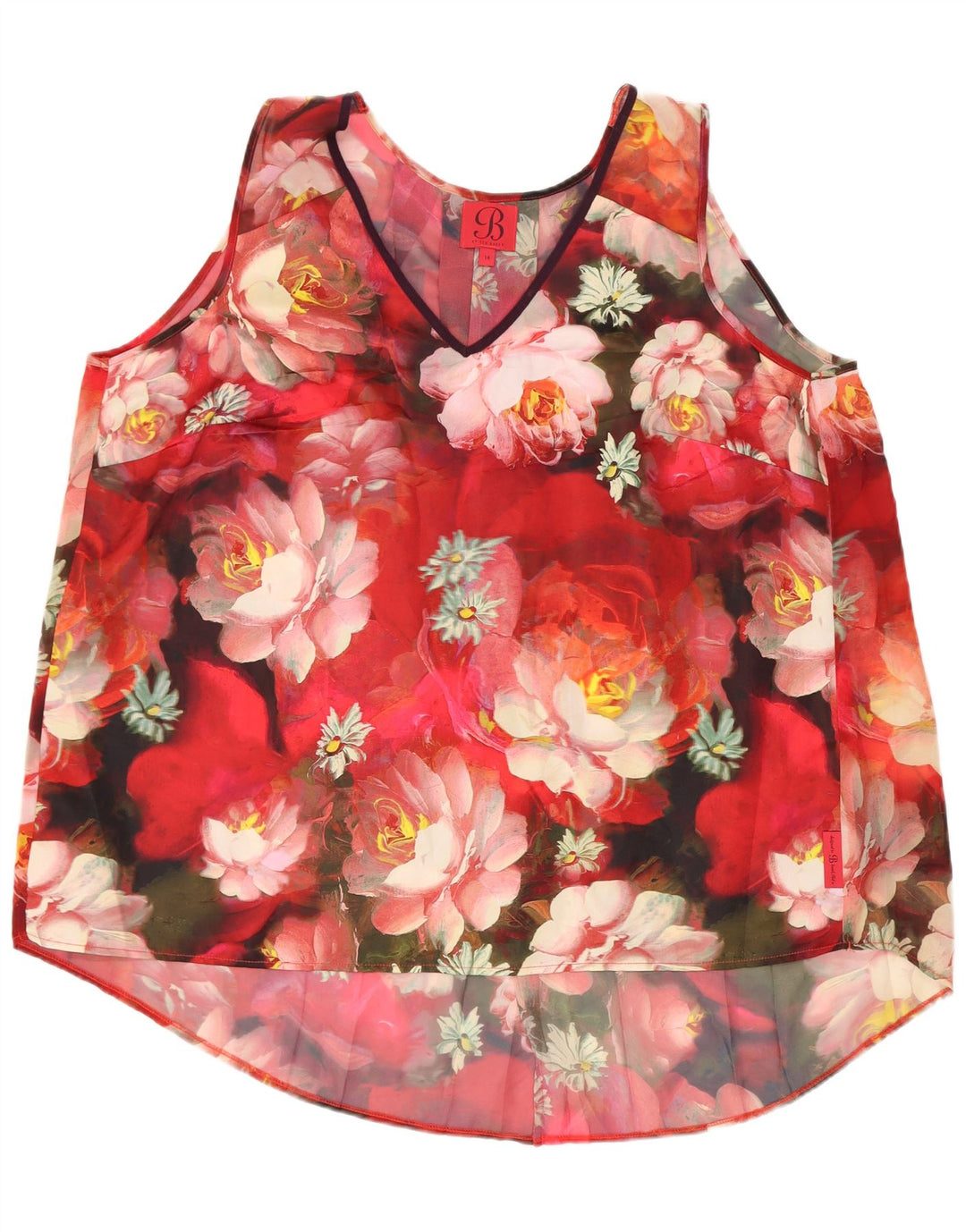 Ted Baker Damen-Blusenoberteil, UK-Größe 44, Größe L, rotes Blumenmuster, Polyester