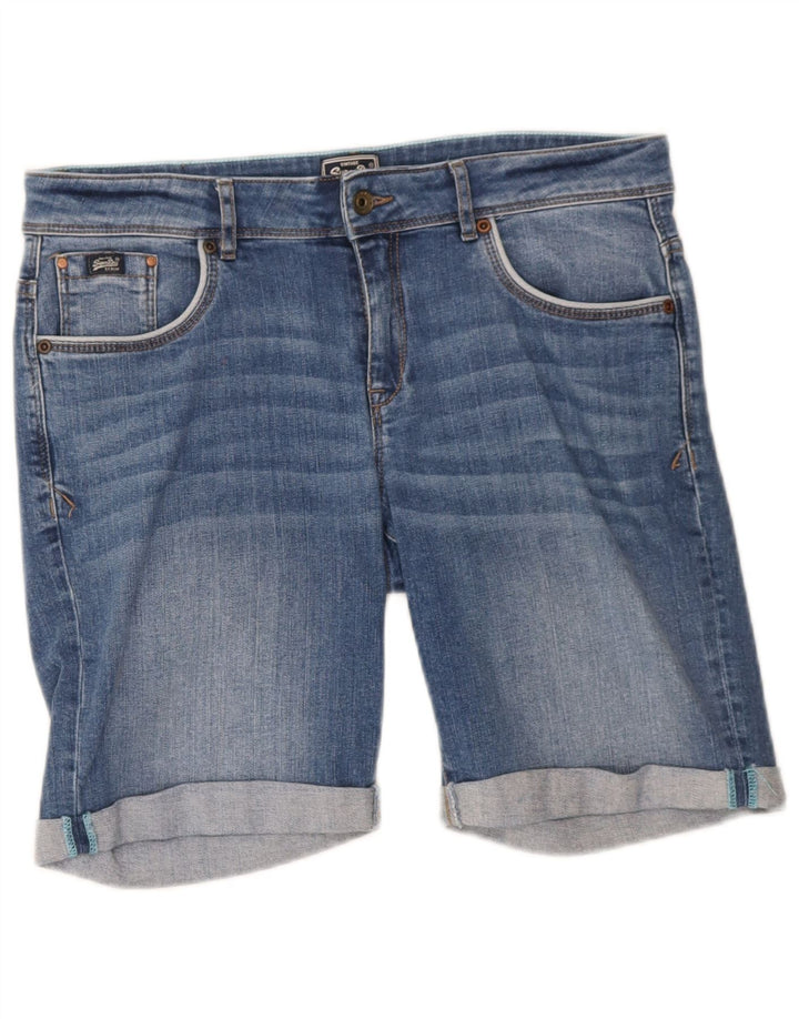 Superdry Damen Jeansshorts W34 Large Blau Baumwolle