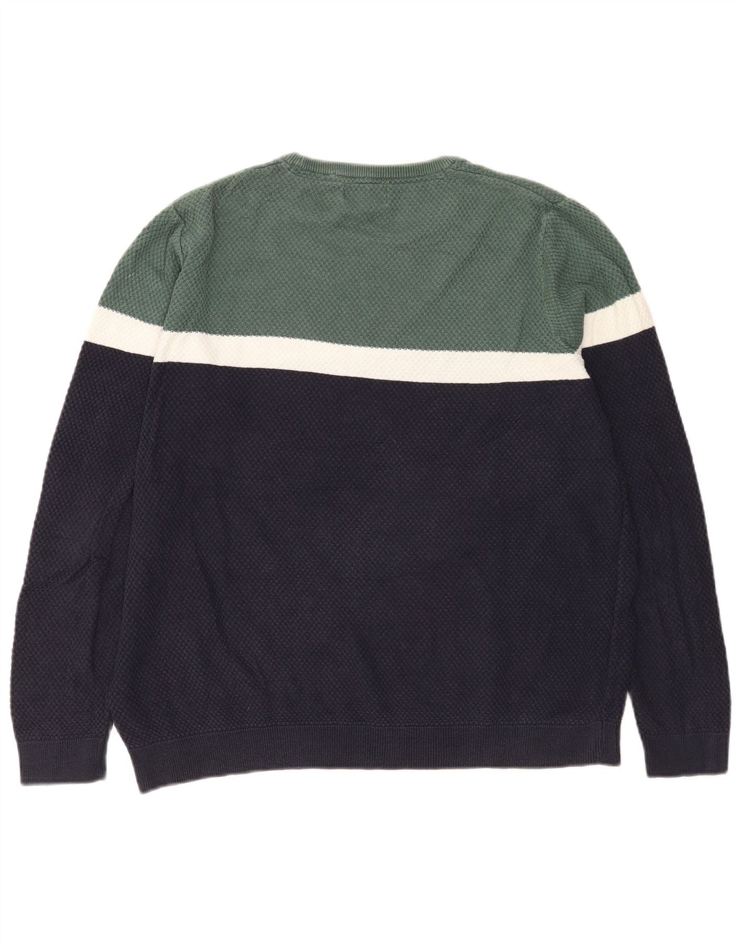 Marks & Spencer Herren-Pullover mit Rundhalsausschnitt, groß, Marineblau, Farbblock