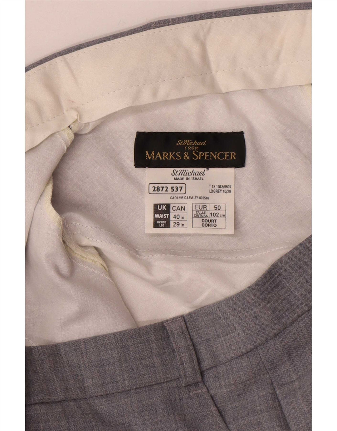 Gerade Herren-Anzughose von Marks & Spencer, W40, L29, grau, Polyester