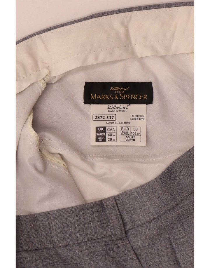 Gerade Herren-Anzughose von Marks & Spencer, W40, L29, grau, Polyester