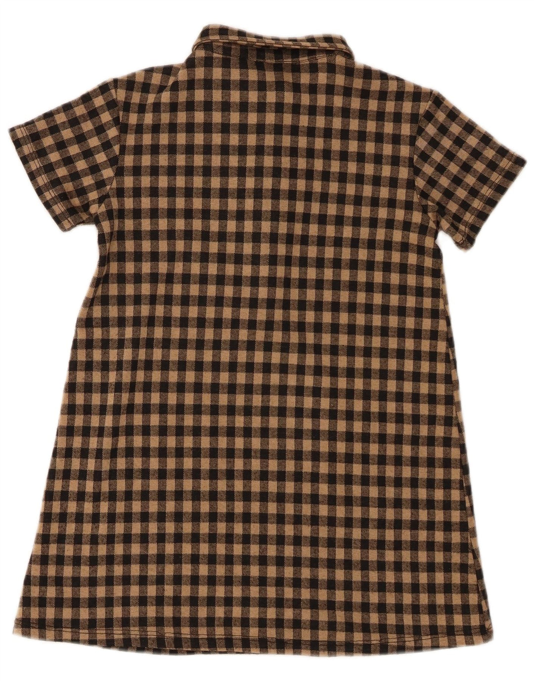 Zara Mädchen Kurzarm-Pullover-Hemdkleid, 7–8 Jahre, brauner Gingham