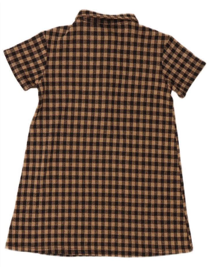 Zara Mädchen Kurzarm-Pullover-Hemdkleid, 7–8 Jahre, brauner Gingham