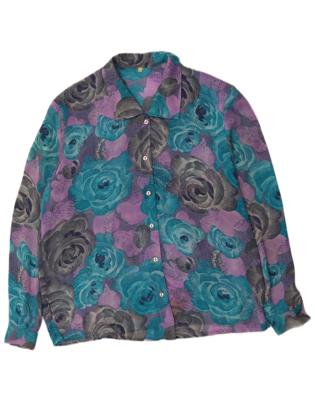 VINTAGE Damen Hemdbluse UK 18 XL Mehrfarbig geblümt