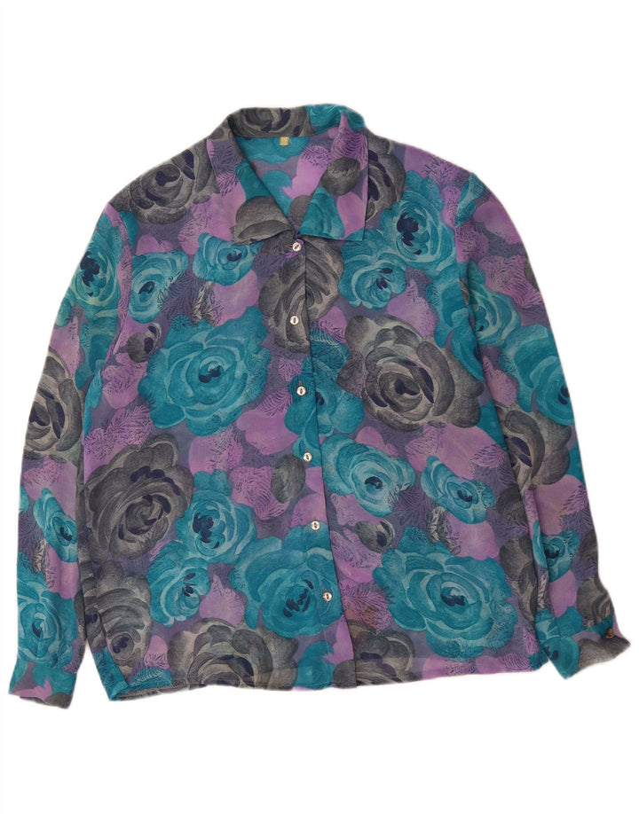 VINTAGE Damen Hemdbluse UK 18 XL Mehrfarbig geblümt