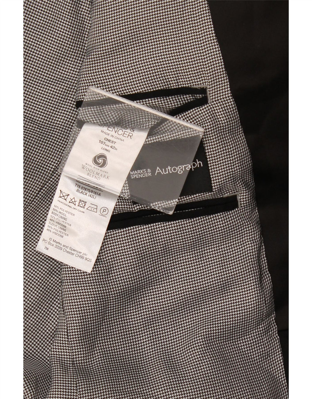 Marks & Spencer Herren Autograph 2-Knopf-Blazerjacke UK 42 XL Schwarz