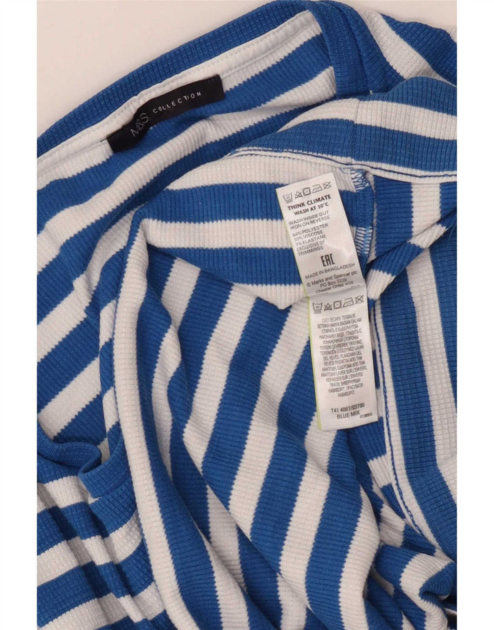 Marks & Spencer Damen Bluse Top UK 18 XL Blau gestreift Polyester