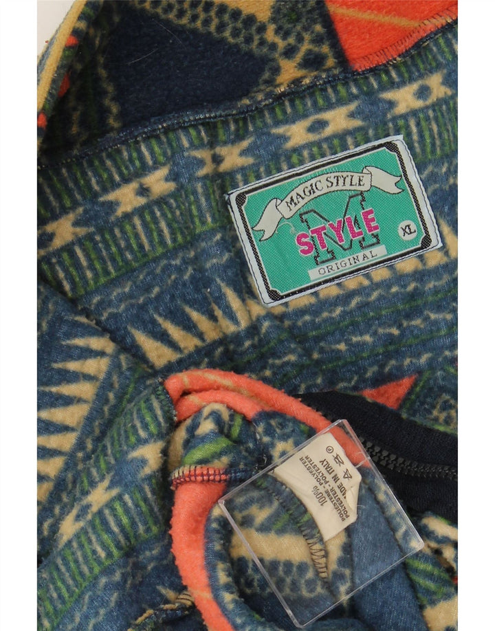 VINTAGE Herren Fleecejacke UK 42 XL Mehrfarbiges geometrisches Polyester