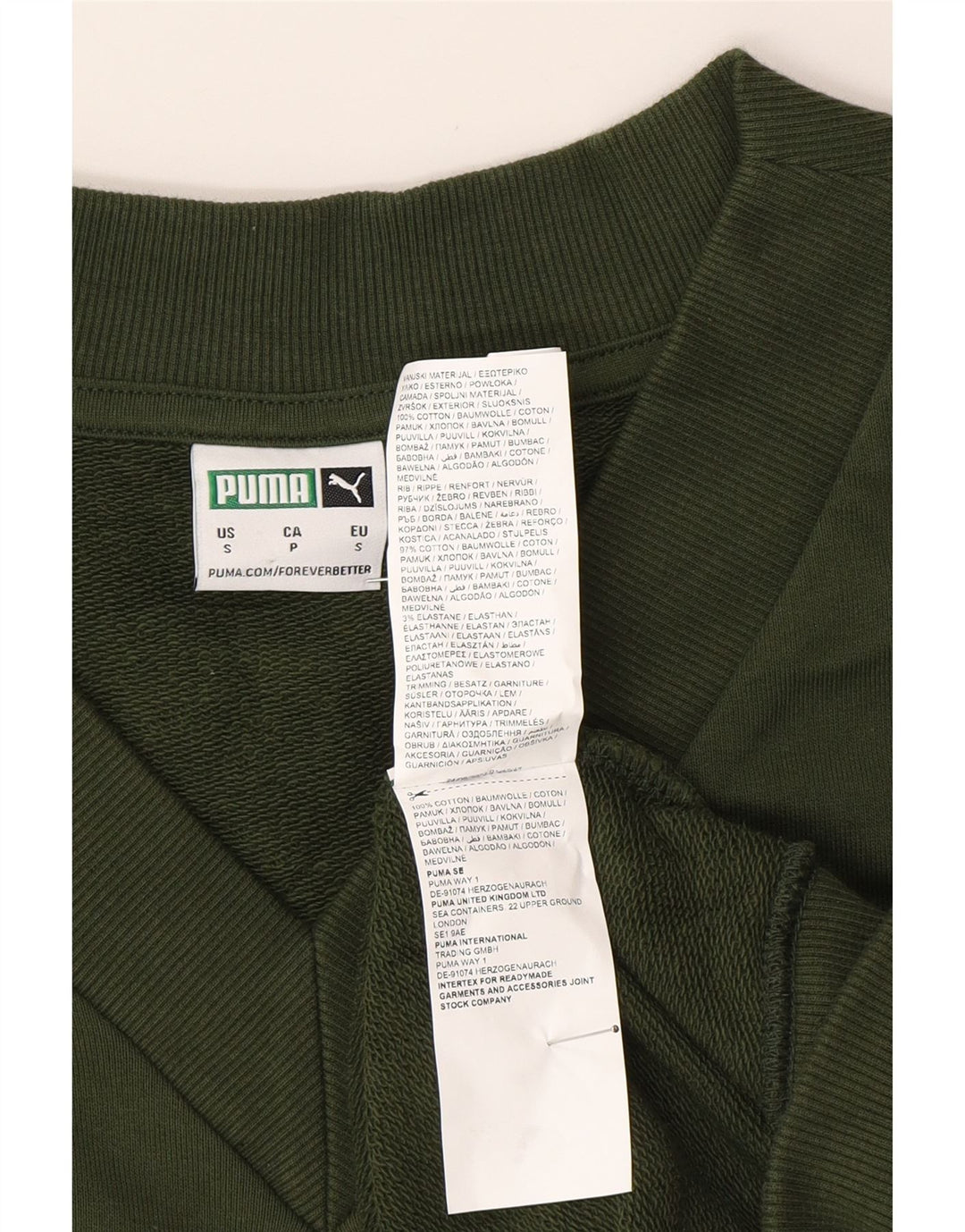 PUMA Herren ärmelloser Sweatshirt-Pullover, klein, grüne Baumwolle