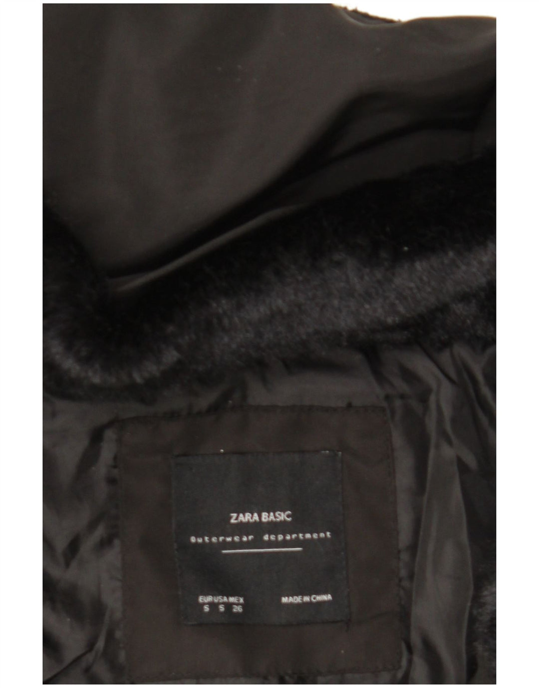 Zara Damen-Kapuzenjacke, wattiert, Gr. 10, Größe S, Schwarz, Polyester
