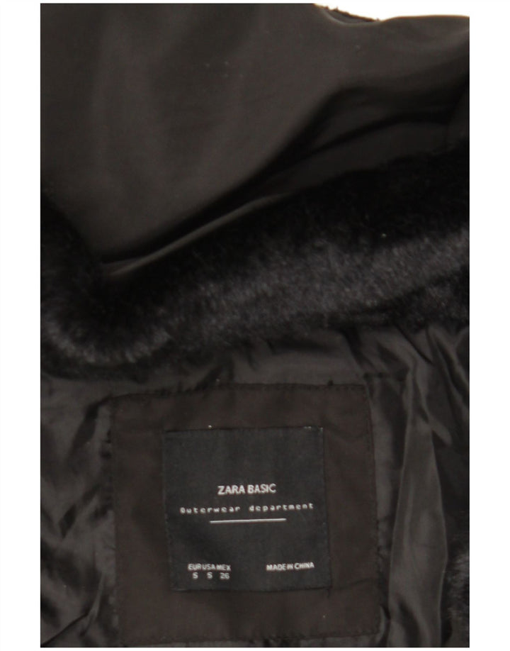 Zara Damen-Kapuzenjacke, wattiert, Gr. 10, Größe S, Schwarz, Polyester