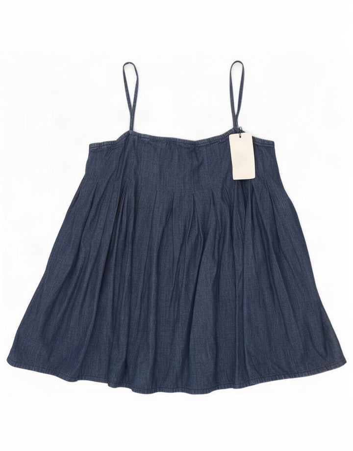 Zara Damen Denim Cami Top UK 12 Mittelblaue Baumwolle