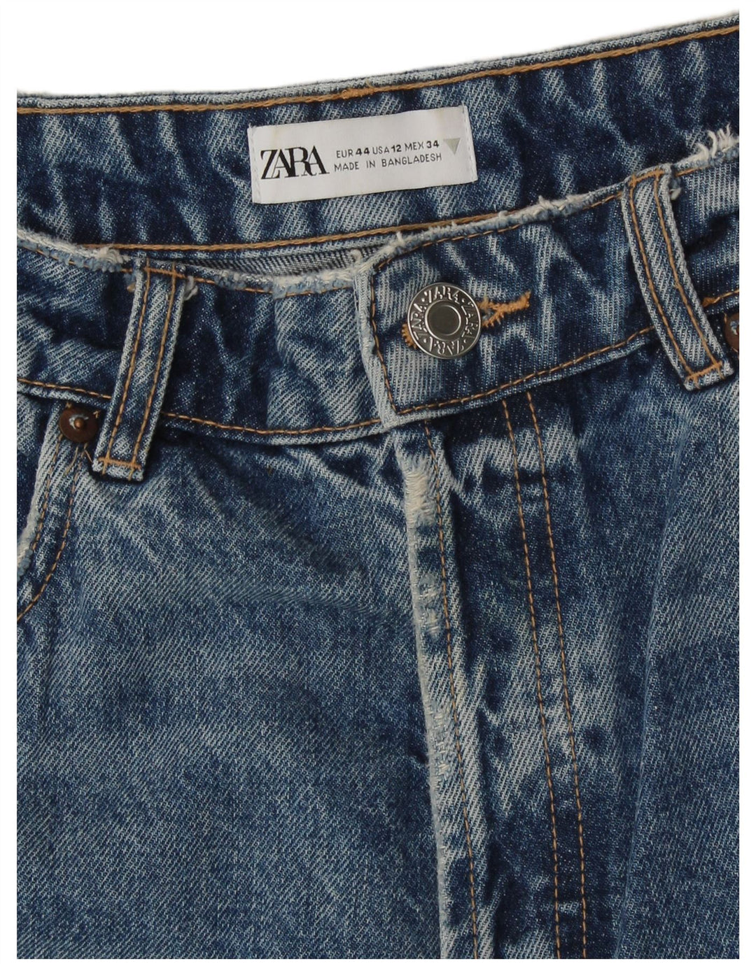 Zara Damen Crop High Waist Jeans EU 44 XL W34 L26 Blaue Baumwolle
