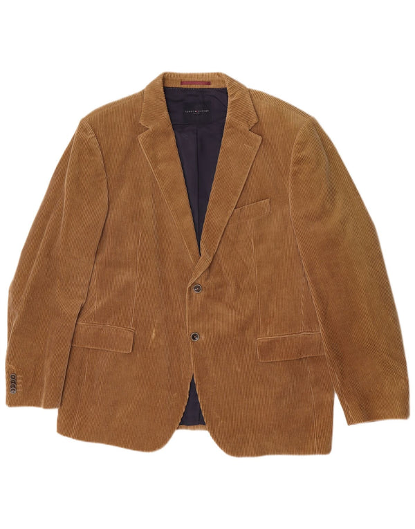 Tommy Hilfiger Maßgeschneiderte Cord-Blazerjacke mit 2 Knöpfen für Herren, UK 42, XL, Beige