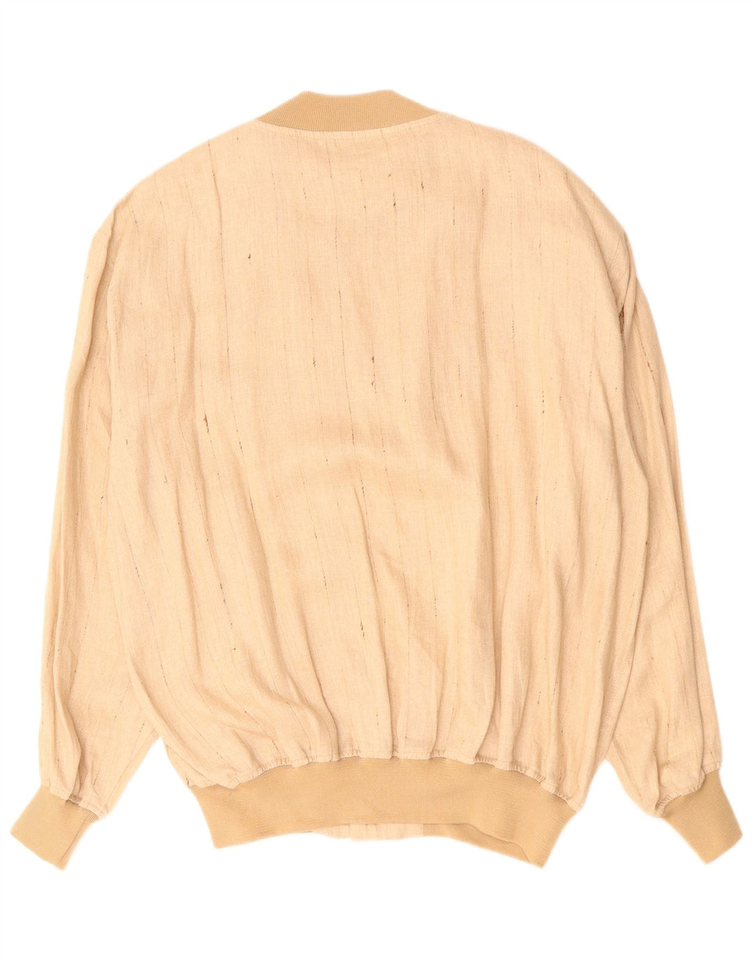 VINTAGE Herren Bomberjacke UK 42 XL Beige Nadelstreifen Leinen