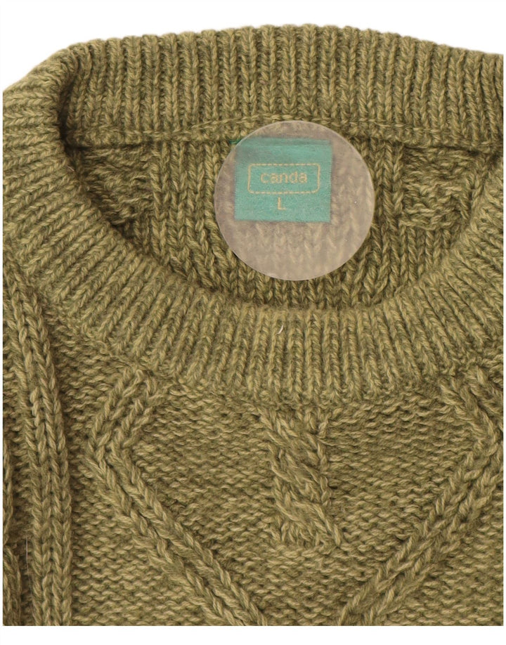 Canda Herren-Pullover mit Rundhalsausschnitt, groß, grünes Acryl