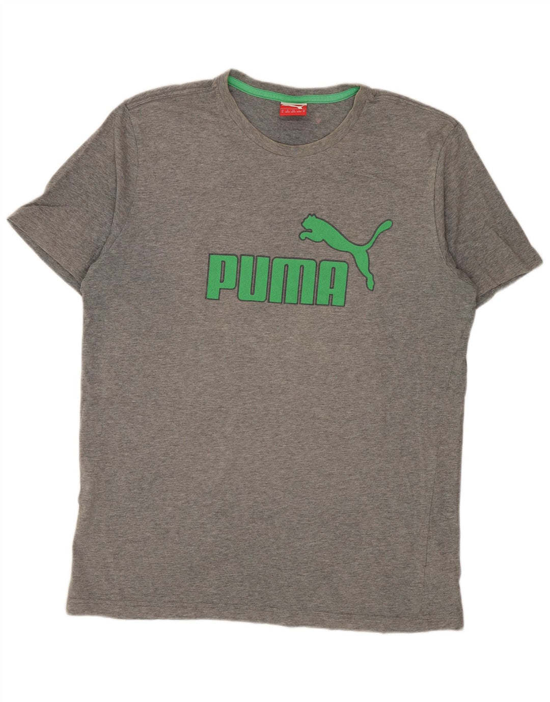PUMA Herren Grafik-T-Shirt-Oberteil aus mittelgrau gefleckter Baumwolle