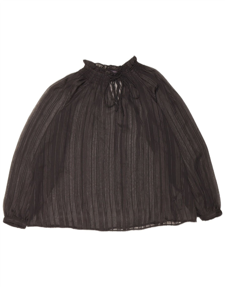 Marks & Spencer Damen Übergroßes, langärmliges, durchsichtiges Top, UK 6 XS, Schwarz