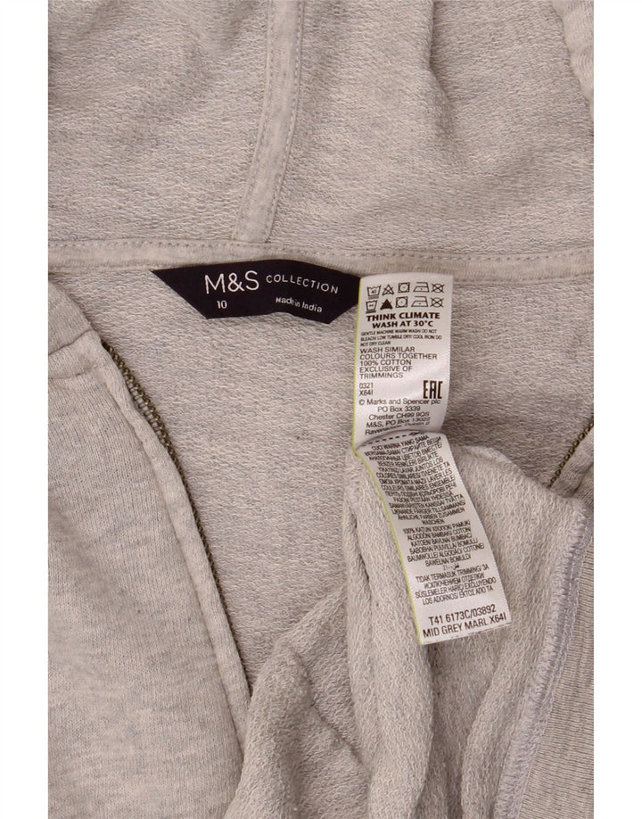 Marks & Spencer Damen-Übergroßer Kapuzenpullover mit Reißverschluss, Gr. 10, Größe S, Grau, Baumwolle