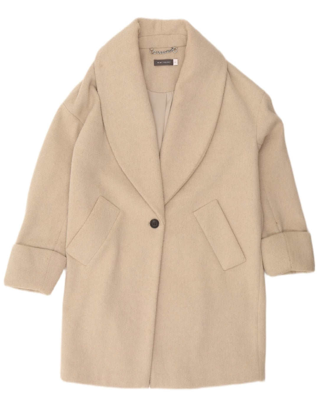 MINT VELVET Damen Übergroßer Mantel UK 6 XS Beige Polyester