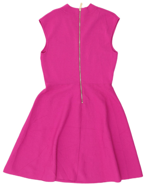 Ted Baker Damen Ärmelloses A-Linien-Kleid Größe 3 Mittelrosa Viskose