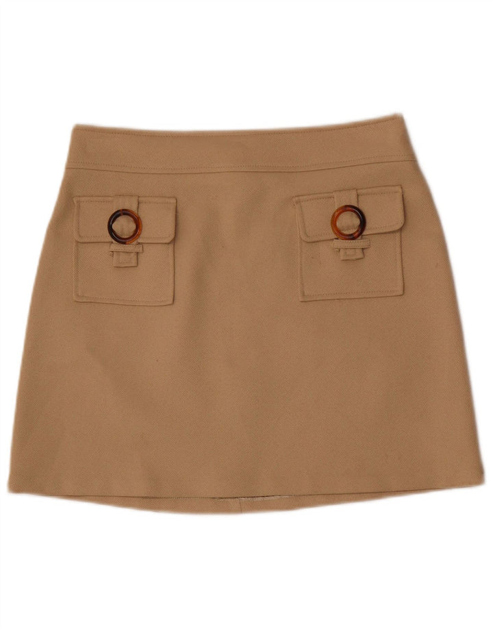 Vintage Damen Minirock Groß W30 Beige Wolle