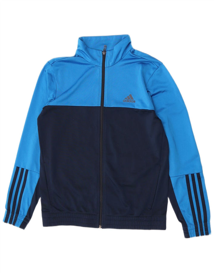 Adidas Jungen-Trainingsanzug-Top-Jacke, 13–14 Jahre, blaues Farbblockdesign