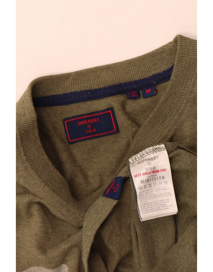 Superdry Herren Grafik-T-Shirt-Oberteil aus mittlerer Khaki-Baumwolle