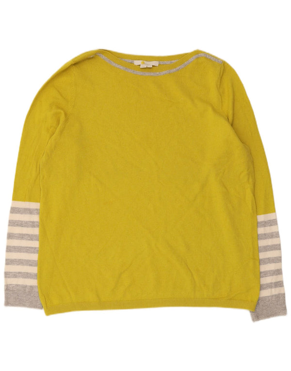 Boden Damen-Pullover mit U-Boot-Ausschnitt, UK 12, Mittelgelb, gestreift, Baumwolle