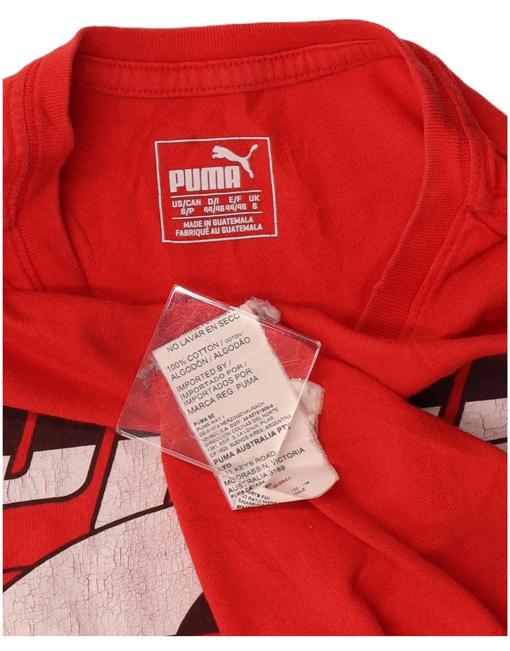 Puma Herren Grafik T-Shirt Top Small Rot Baumwolle