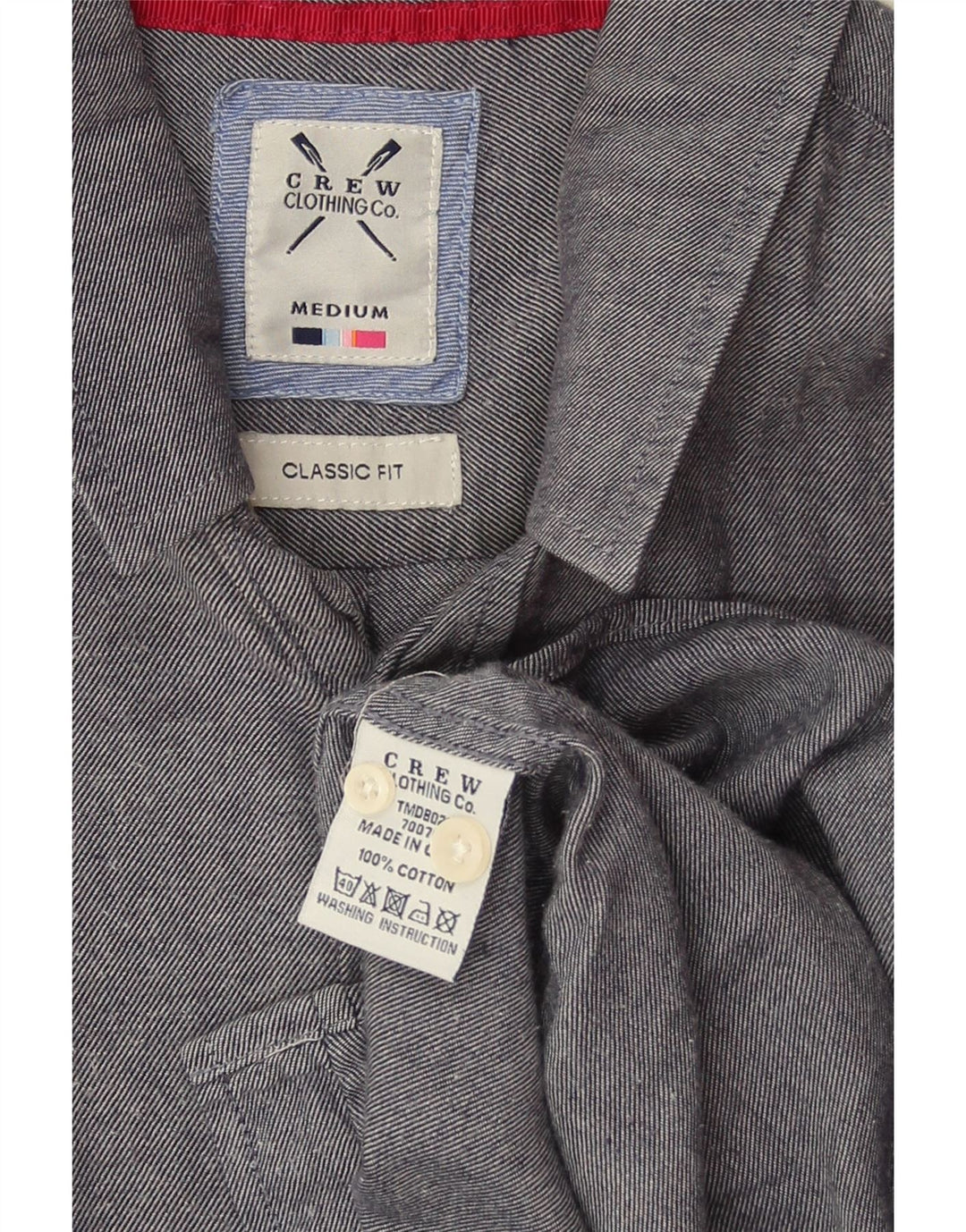 CREW CLOTHING Herren-Hemd mit klassischer Passform, mittelmarineblaue Baumwolle