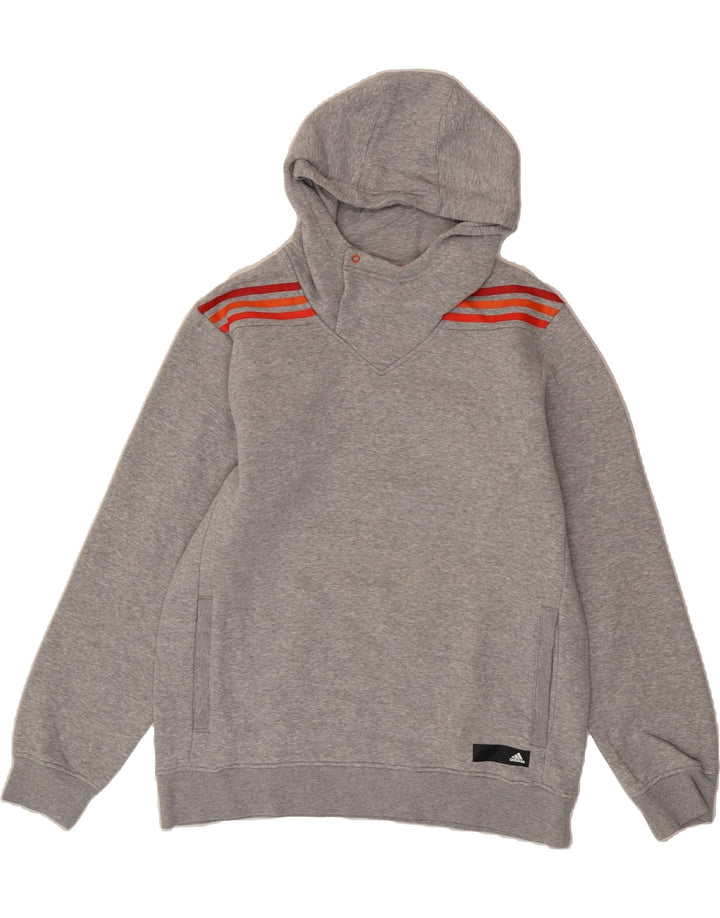 ADIDAS Mens Hoodie Jumper Large Grey Flecked Cotton Vintage Adidas and Second-Hand Adidas from Messina Hembry 