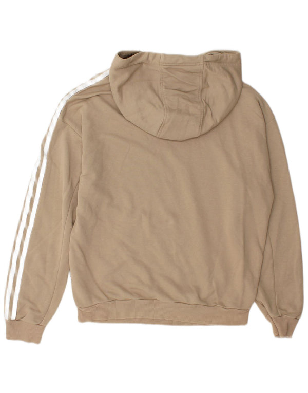 Adidas Damen Kapuzenpullover UK 12 Mittelbeige Baumwolle